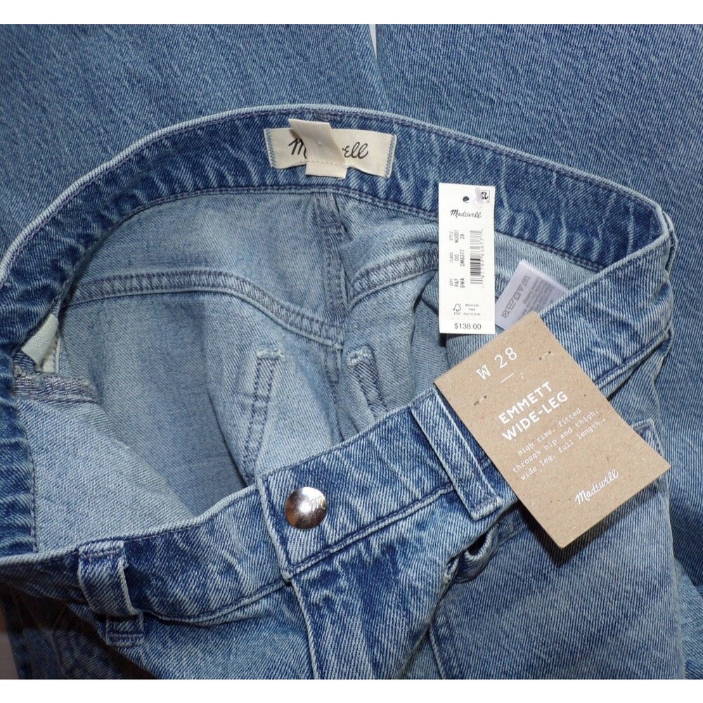 MADEWELL Emmett Wide-Leg Jean: Let Down Hem Edition Banning Wash 28 NWT! $138.00 - Picture 10 of 11